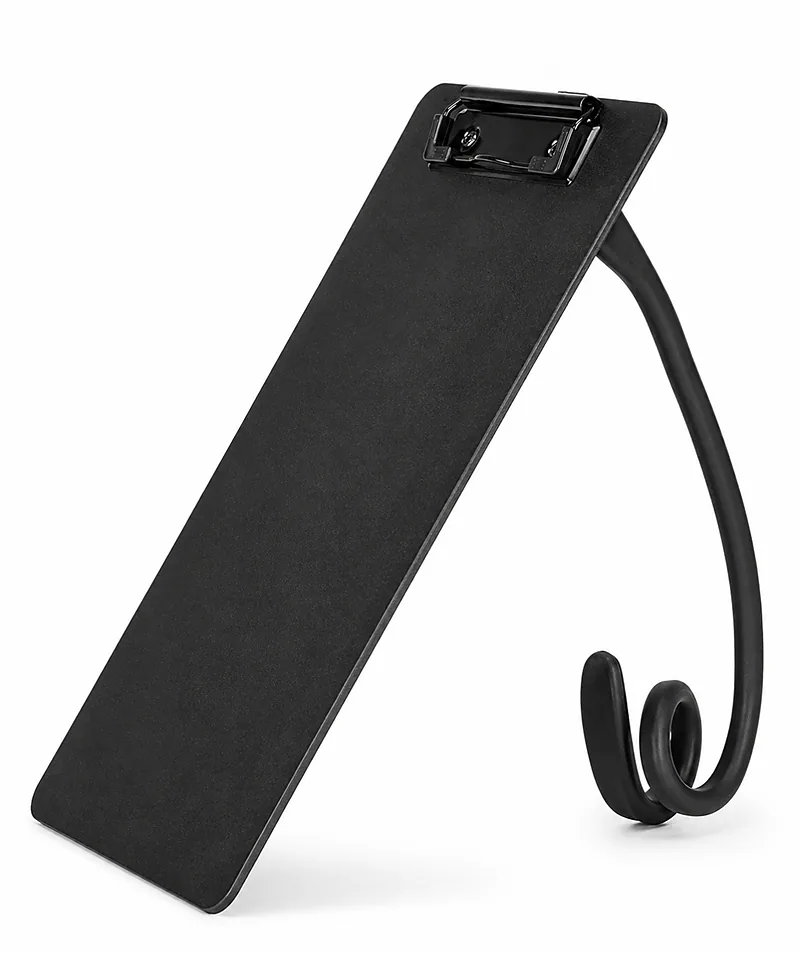 Twistaroo clipboard attachment on a shopping trolley handle