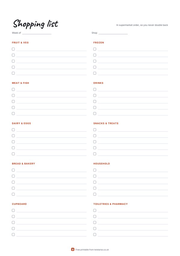 Preview of the aisle-by-aisle list printable